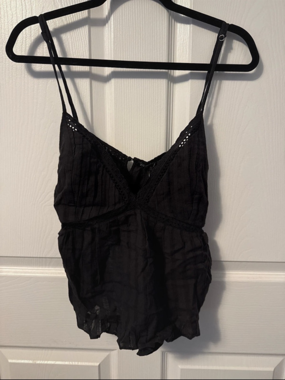 Zara Black Lace-Trim Spaghetti Strap Camisole